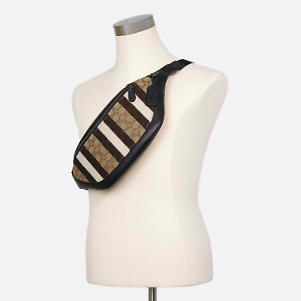 Coach Fanny handbag shoulder C5292 Warren Belt Bag Signature Jacquard w/Stripes